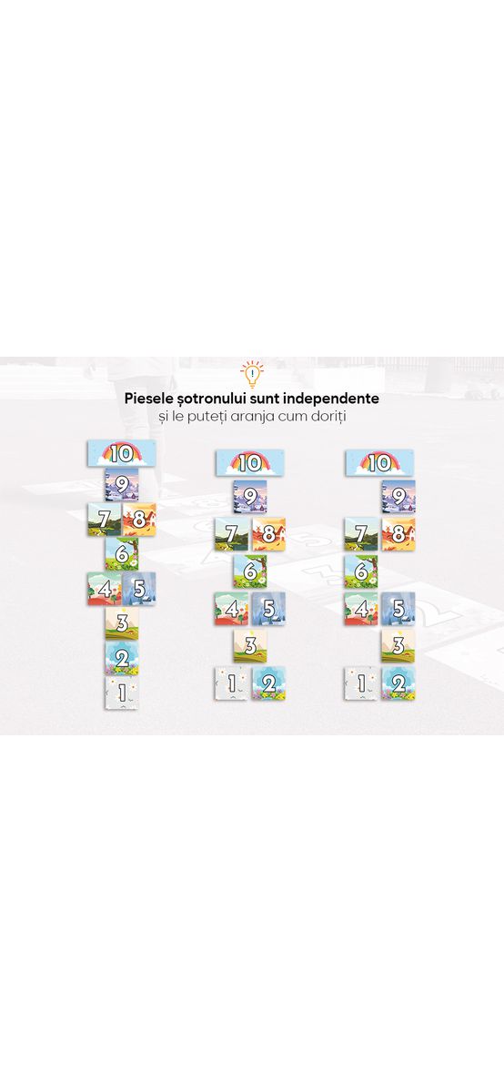 Sticker podea joc șotron, Folina, multicolor, 10 piese, racletă aplicare inclusă