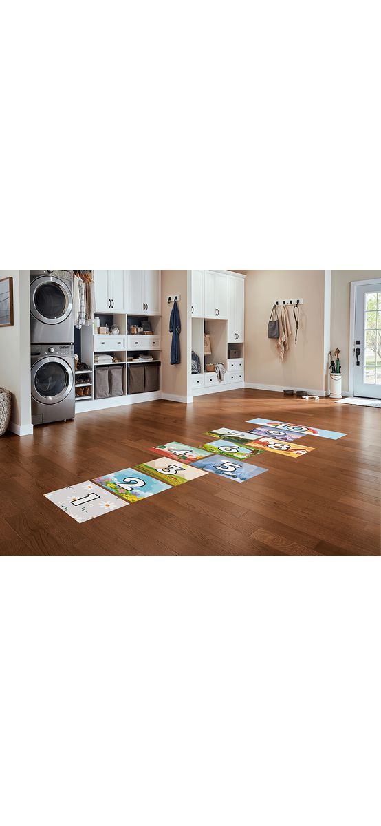 Sticker podea joc șotron, Folina, multicolor, 10 piese, racletă aplicare inclusă