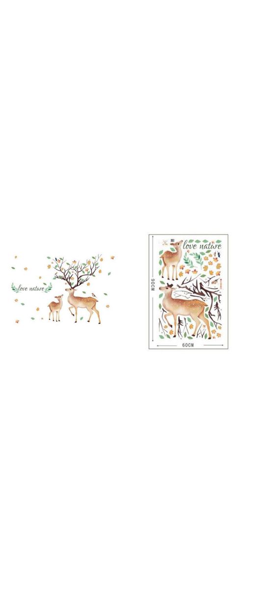 Sticker căprioare în decor de toamnă, Love nature, 100 cm