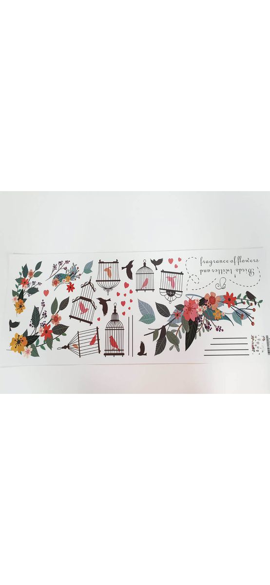 Sticker decorativ Colivii, Folina, motive florale, multicolor - 90x30 cm