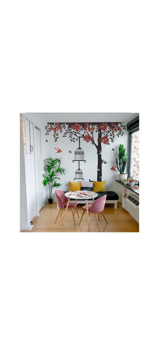 Sticker perete Copac cu flori, Folina, decor de mari dimensiuni, 2.5 metri