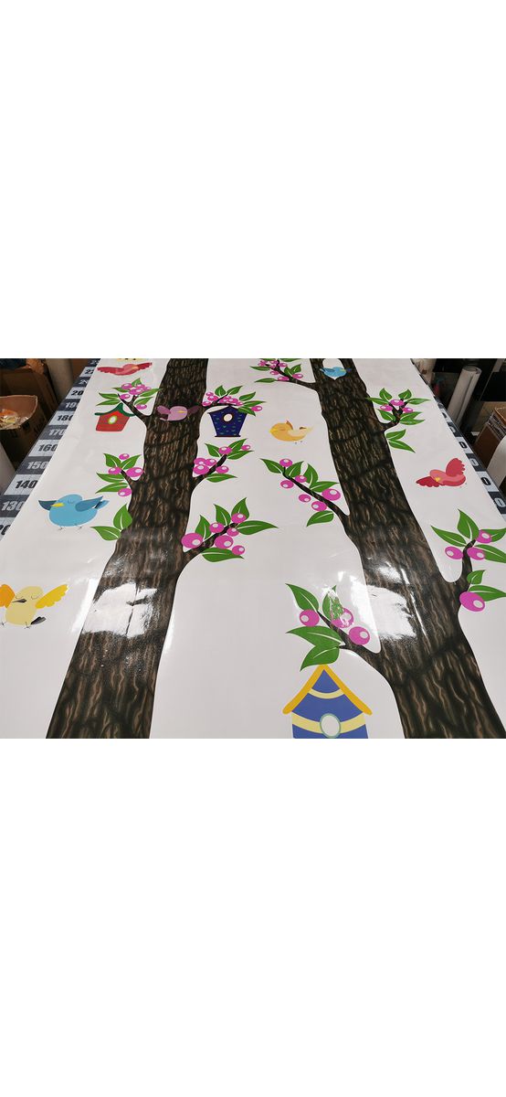Sticker perete pentru camera copiilor, Copaci şi păsări , decoraţiune de mari dimensiuni, 250 cm înălţime