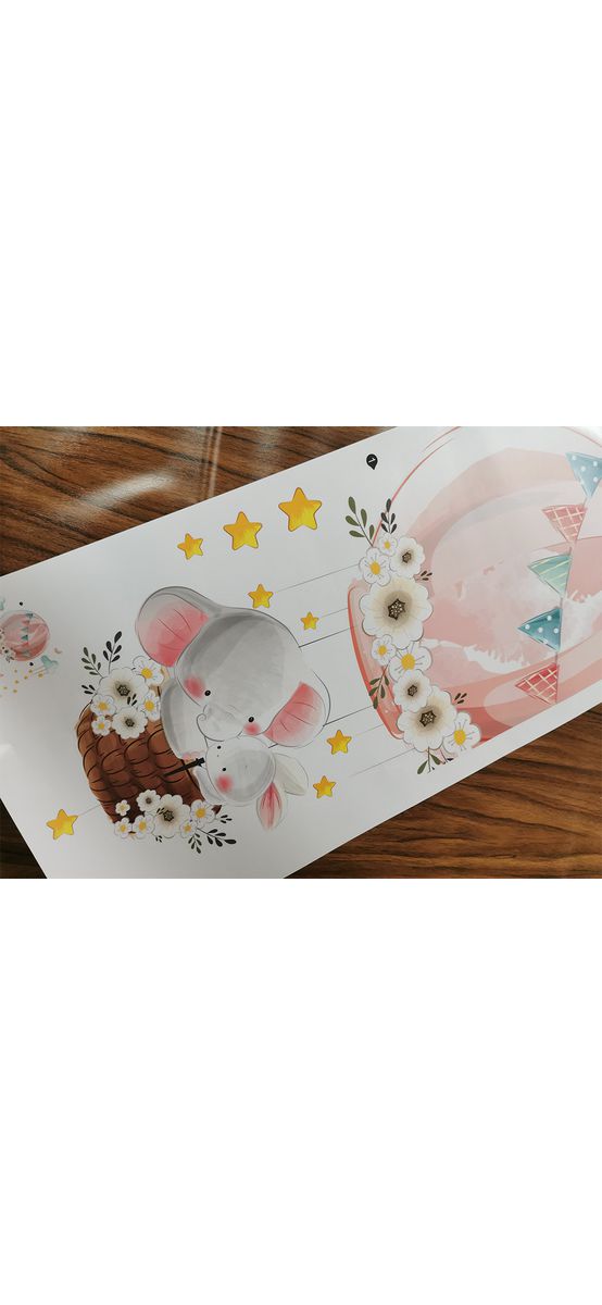 Sticker cameră bebe, Balon roz printre steluţe