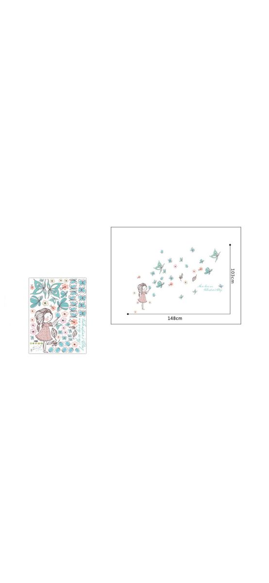 Sticker copii Fetiţa cu fluturi, Folina, culori pastel 