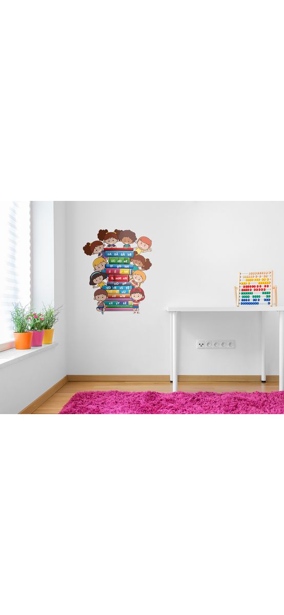 Sticker alfabet, Folina, pentru copii, multicolor, planșă mare de 100x82 cm, racletă de aplicare inclusă