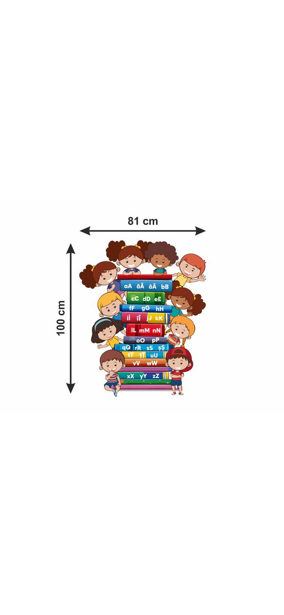Sticker alfabet, Folina, pentru copii, multicolor, planșă mare de 100x82 cm, racletă de aplicare inclusă