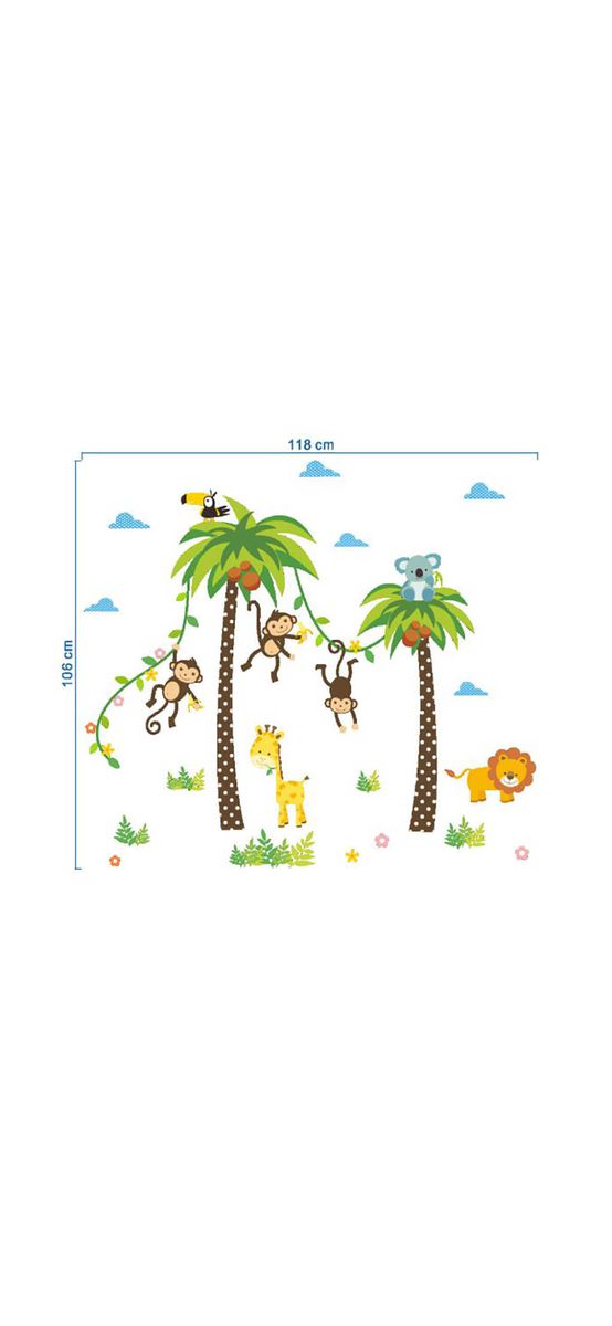 Stickere cameră copii Animale Safari, Folina, multicolor