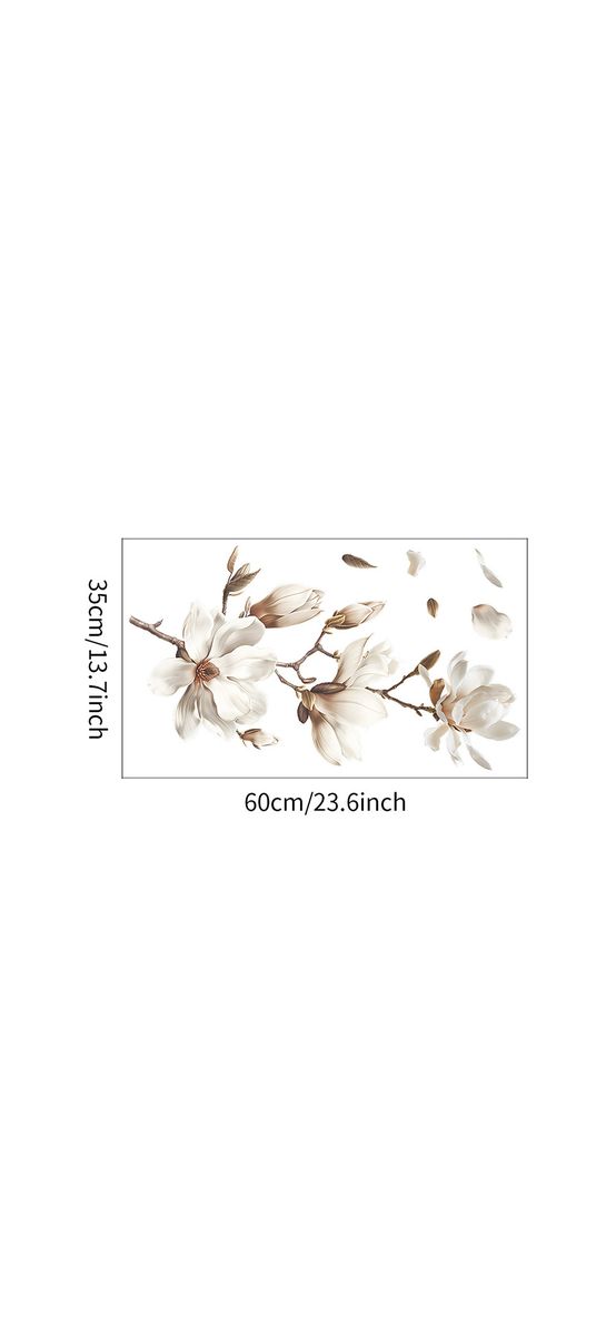 Sticker creangă magnolie crem, decor perete, mobilă şi geam, 60x30 cm