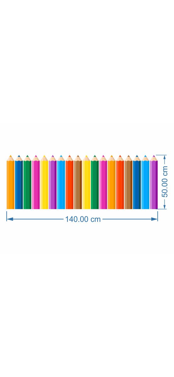 Sticker Creioane colorate, Folina, multicolor, 140 x 40 cm, planșă mare, racletă de aplicare inclusă