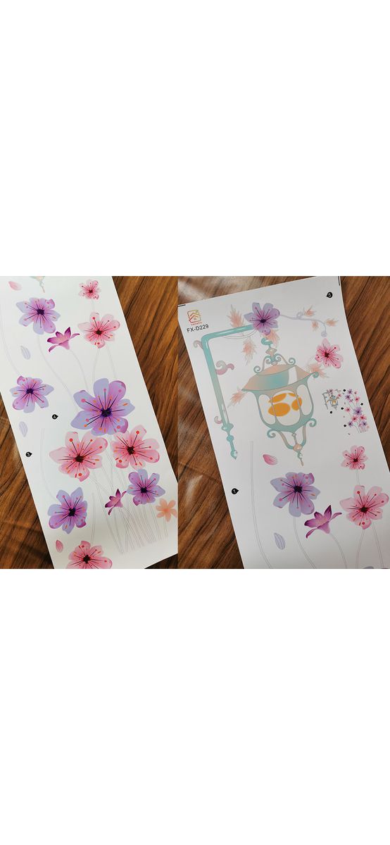 Sticker Decor cu flori roz şi felinar