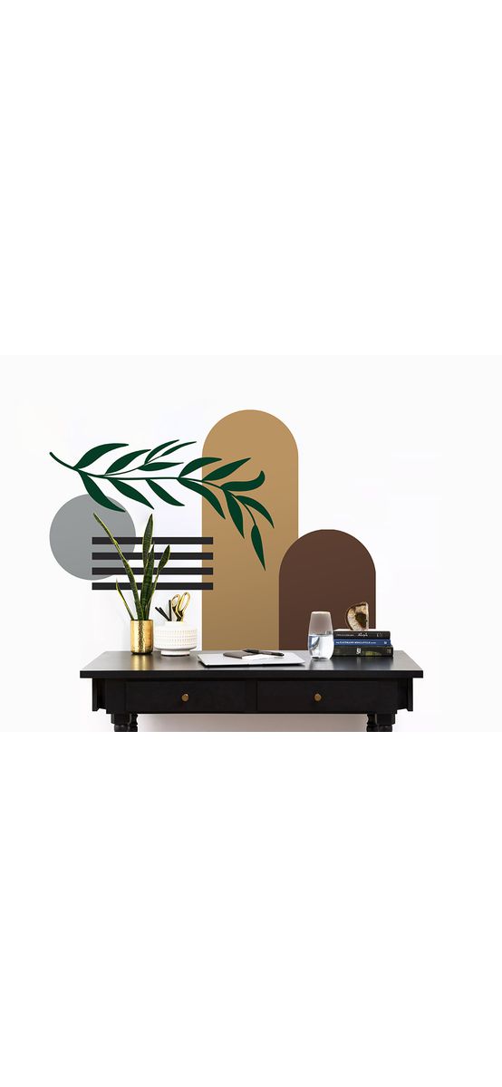 Sticker decorativ bohemian abstract, compus din 8 elemente cu aplicare independentă, Folina, racletă inclusă