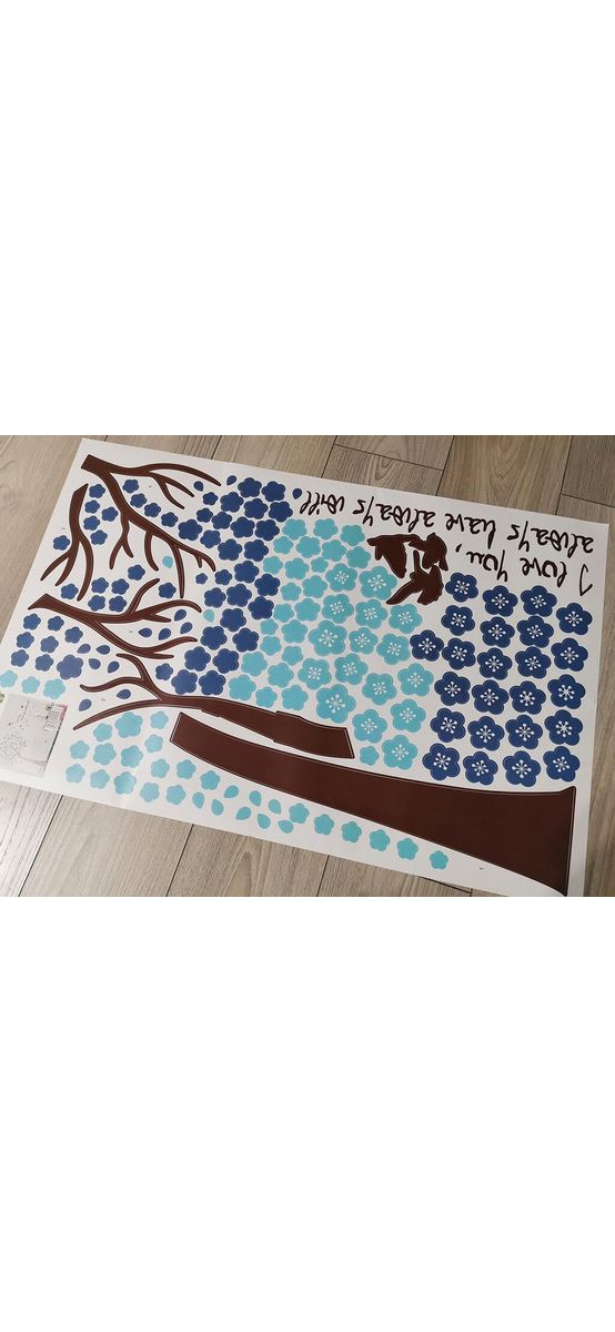 Sticker perete, Folina, Copac cu flori albastre, 120 cm înălţime