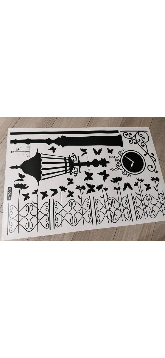 Sticker perete Felinar cu ceas, Folina, decor negru, 185x110 cm