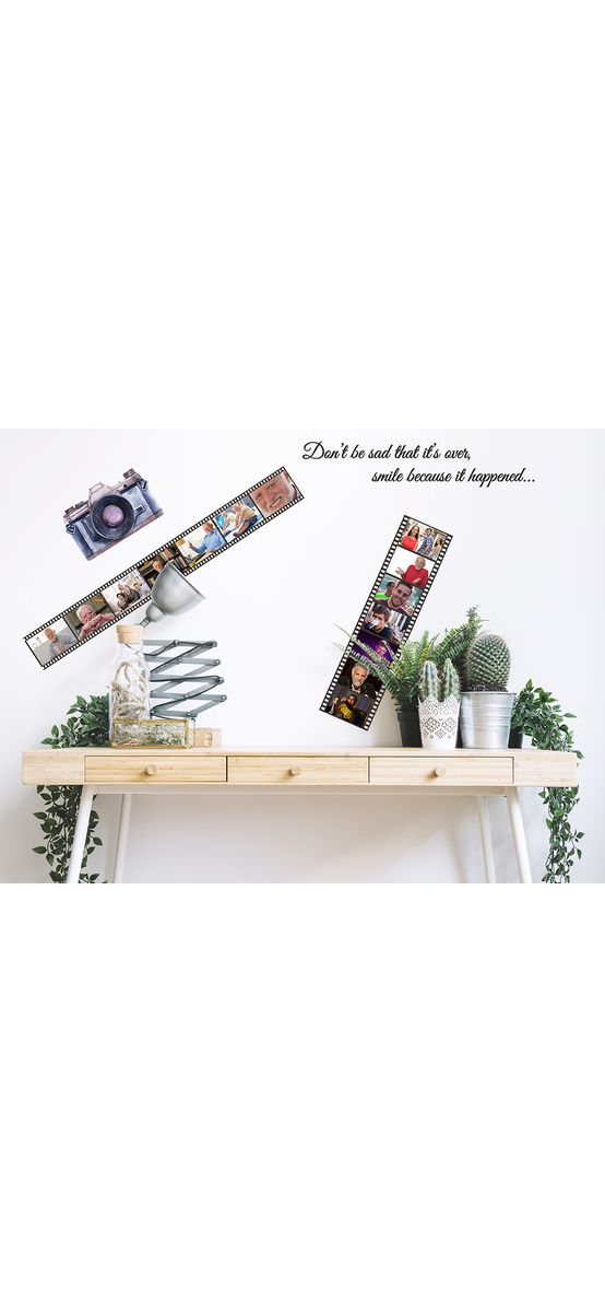 Sticker decorativ pentru perete cu citat și rame foto, Folina, multicolor