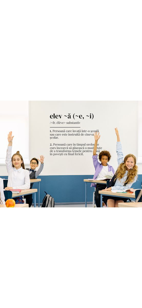 Sticker cu definiția elevului, decorațiune pentru școli sau grădinițe, 90x73 cm, racletă de aplicare inclusă