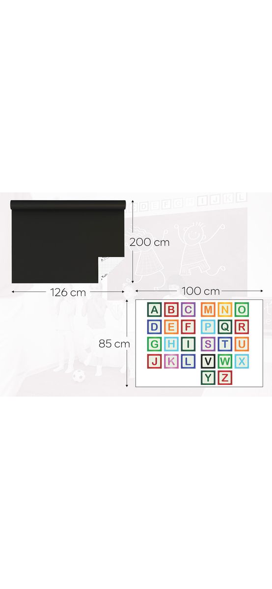 Set autocolant tablă de scris neagră şi sticker alfabet, Folina EDU74, decor pentru grădiniţe şi şcoli
