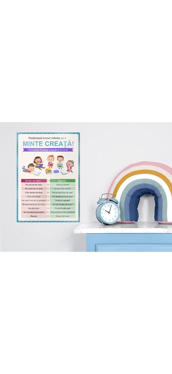 Sticker Minte creață, Folina, pentru copii, colorat, 59x42 cm A2, racletă de aplicare inclusă