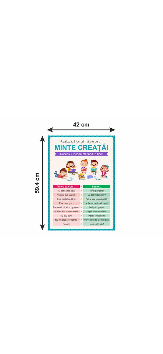 Sticker Minte creață, Folina, pentru copii, colorat, 59x42 cm A2, racletă de aplicare inclusă