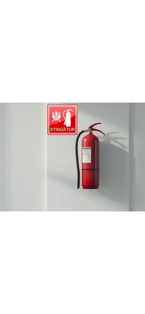 Sticker Avertizare „Extinctor” – Siguranță și Vizibilitate în Situații de Urgență