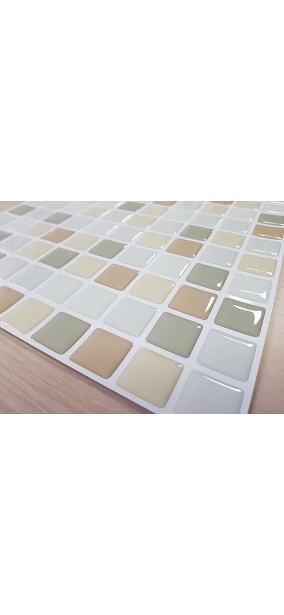 Faianţă autoadezivă 3D Smart Tiles, Folina, mozaic bej, set faianță 10 bucăţi