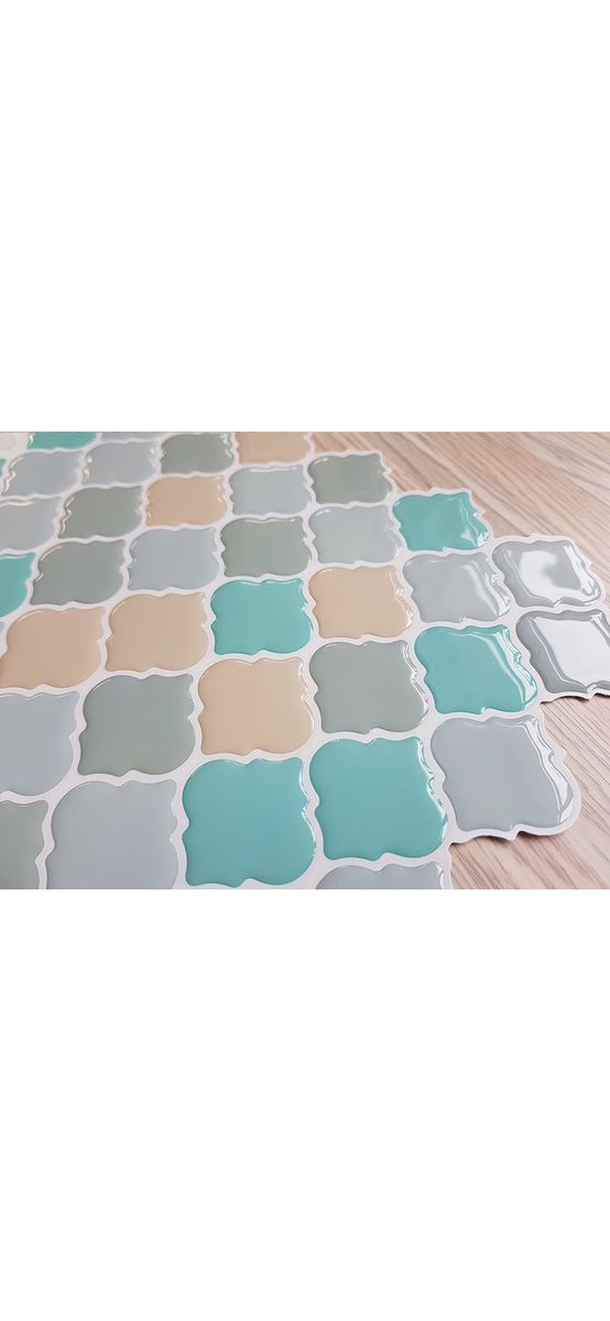 Faianţă autoadezivă 3D Smart Tiles Damasc Pastel, Folina, turcoaz, set faianță 10 bucăţi