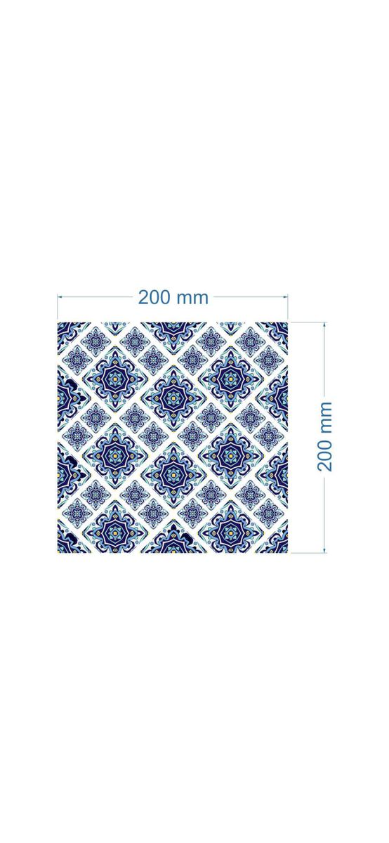 Set 30 Stickere faianţă Sinin, Folina, model stilizat cu flori albastre, 20x20 cm
