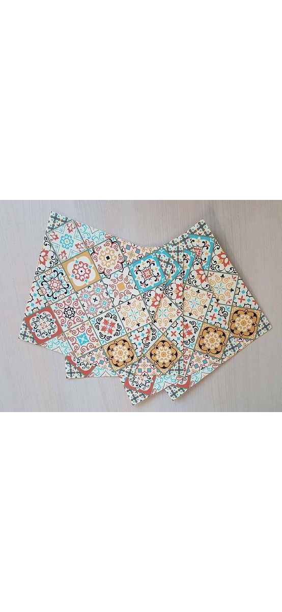 Set 6 stickere faianţă Sole, Folina, model patchwork colorat, 20x20 cm