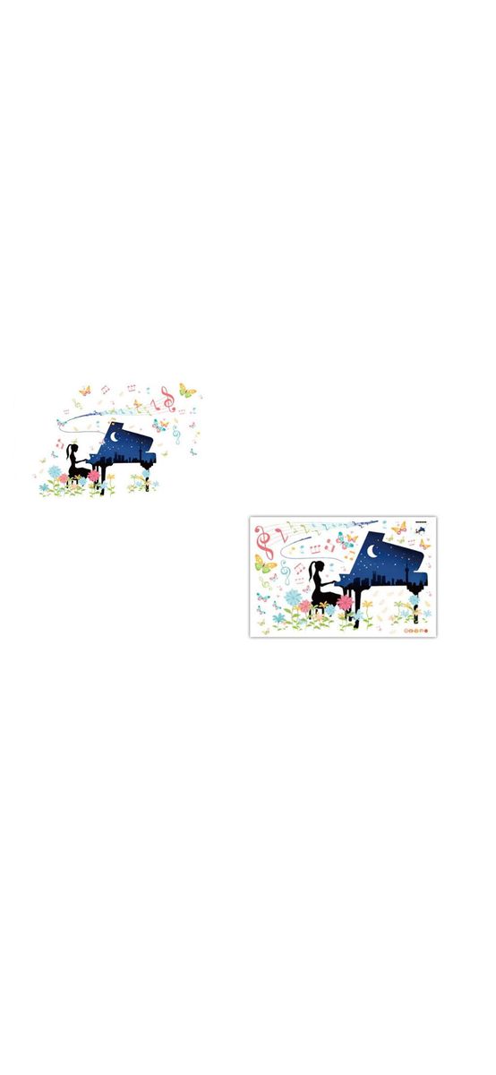 Sticker Fată la pian, Folina, multicolor, 110x75 cm