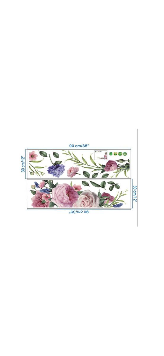 Sticker perete, Folina, decor floral mov, 80x80 cm