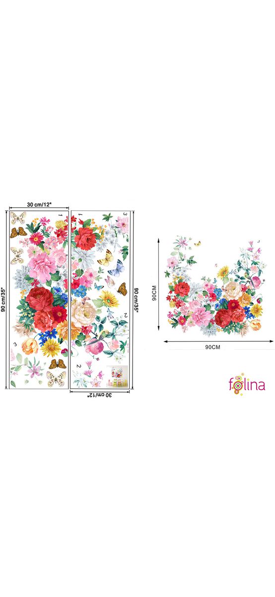Sticker flori, Folina KSY43, decor multicolor, 90 cm