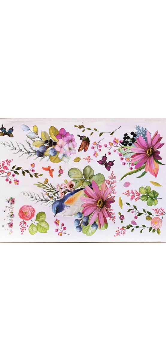 Sticker perete Jardin, Folina, decor flori watercolor