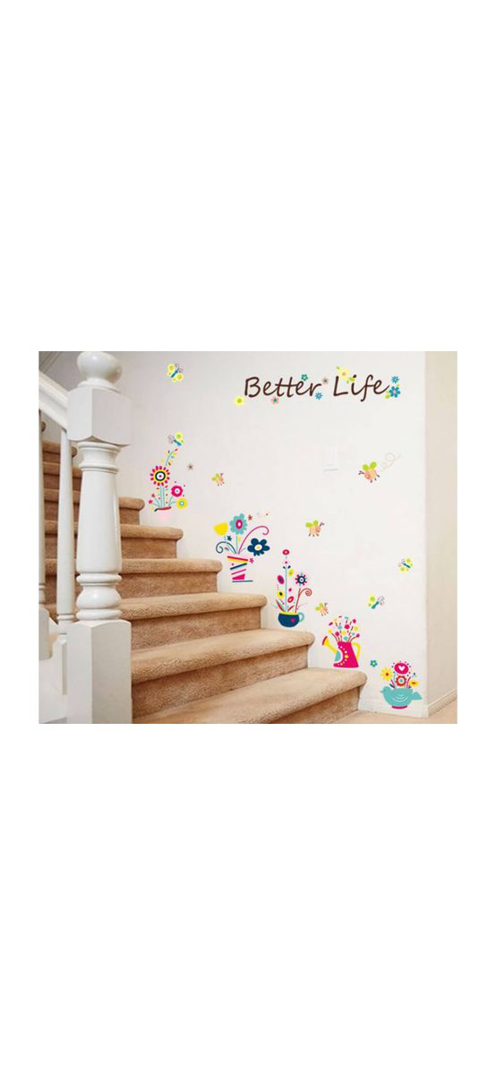 Sticker perete Better Life, Folina, decor floral multicolor