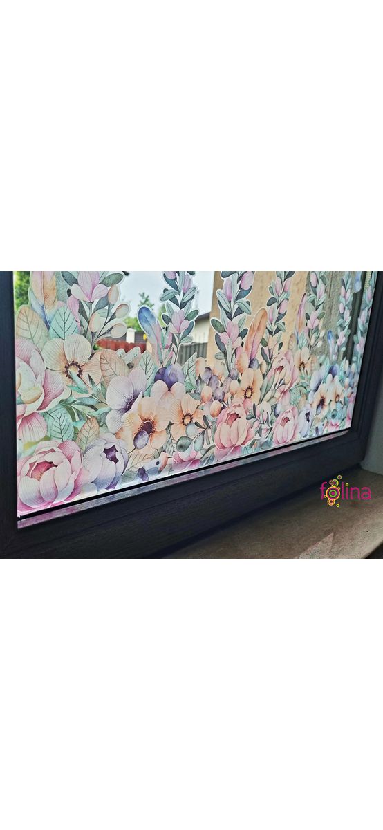 Stickere flori Blossom, Folina, bordură decorativă cu flori pastel watercolor, 84 cm