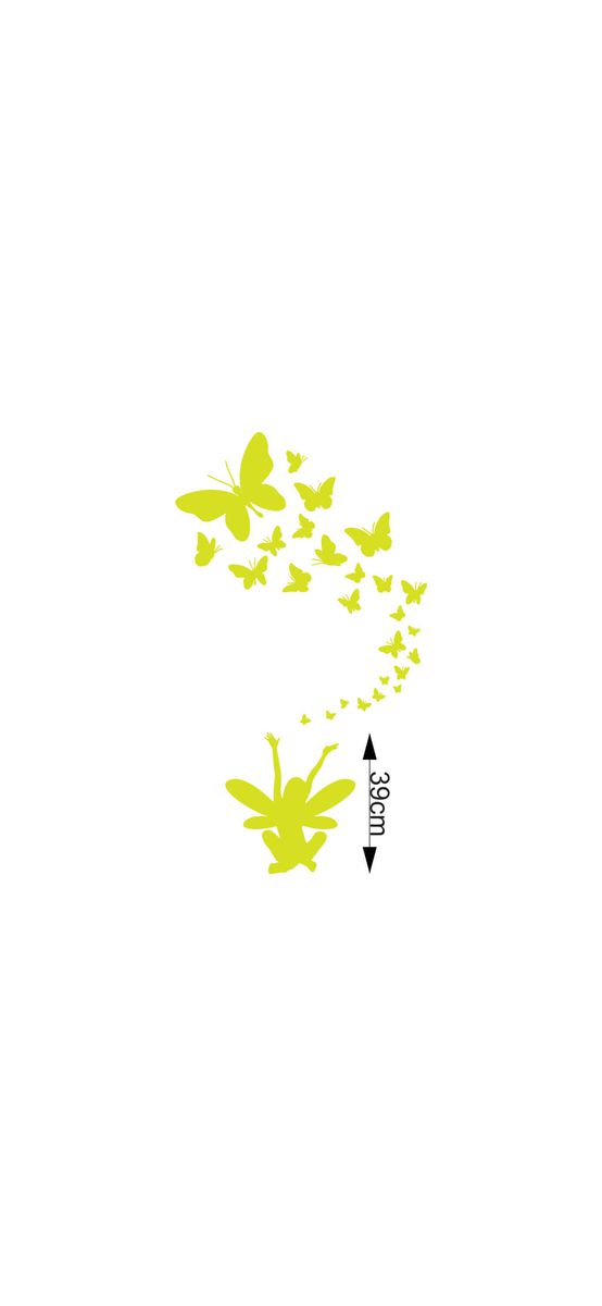 Sticker fosforescent Zâna cu fluturi, Folina, Glow in the dark, racletă de aplicare inclusă.