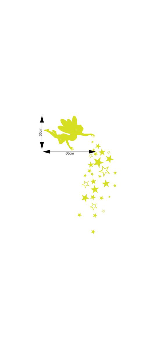 Sticker fosforescent Zâna cu stele, Folina, Glow in the dark, racletă de aplicare inclusă.