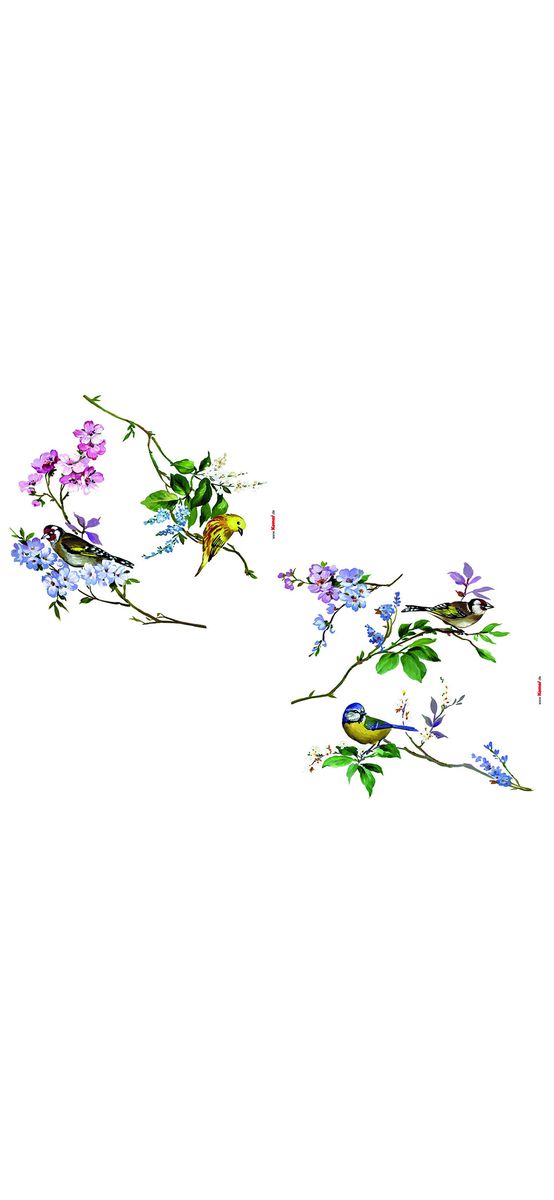Stickere geam electrostatice, Komar Wedding Birds, decor multicolor cu păsări pe crengi