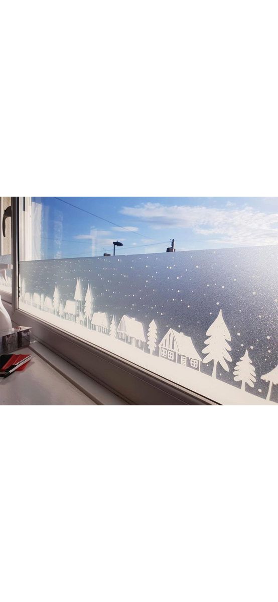 Sticker geam electrostatic, model case Winter border - 20x150 cm