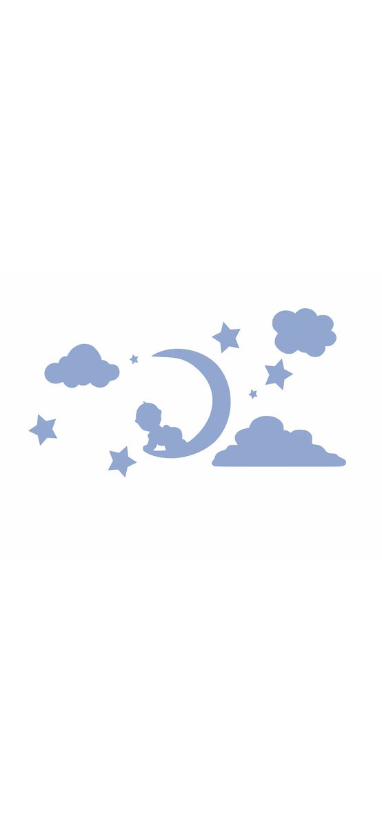 Sticker perete Somn uşor, Folina, culoare bleu, planșă 10 stickere, racletă de aplicare inclusă.