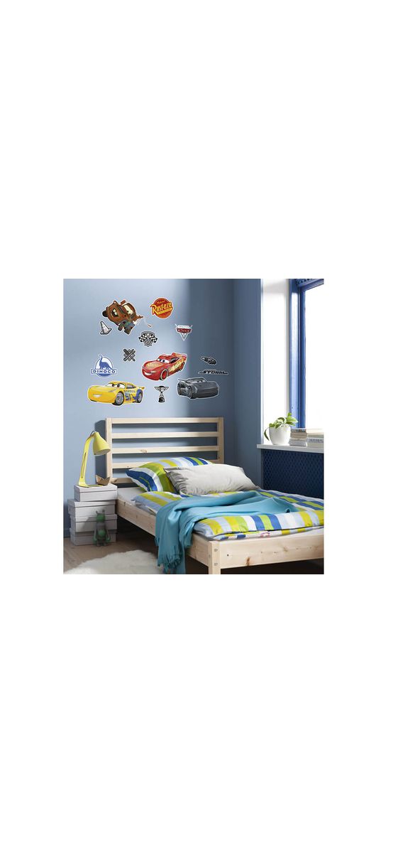 Stickere cameră băiat, decoraţiune cu maşini Cars 3, Komar, multicolor