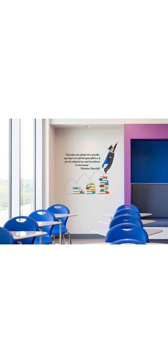Sticker motivaţional Educaţie, Folina, pentru copii, multicolor, planșă mare de 100x100 cm, racletă de aplicare inclusă