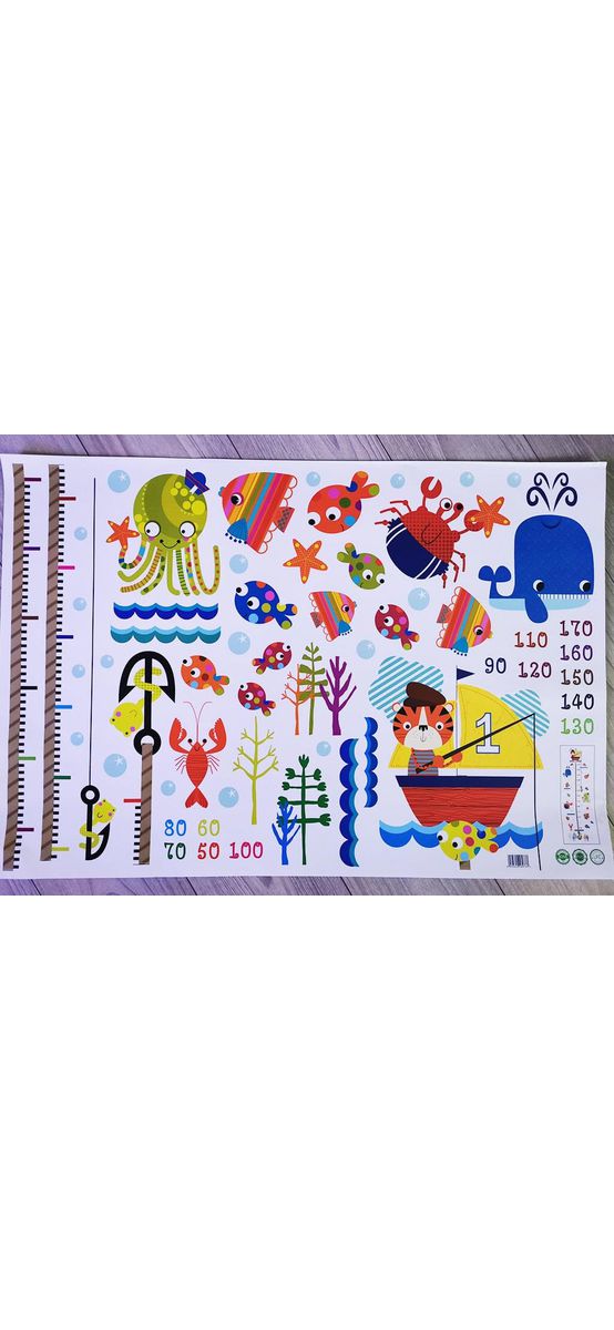 Sticker metru copii, Folina, Micul pescar, planșă mare, racletă de aplicare inclusă