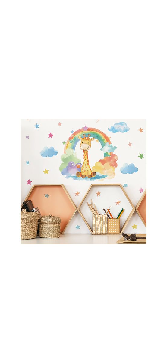 Sticker cameră bebe, Mica girafă, decor perete şi mobilă, 60x40 cm