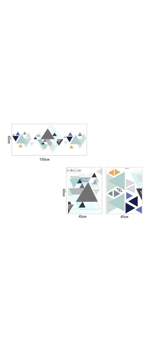 Sticker model geometric, cu triunghiuri bleu şi gri, 60x150 cm