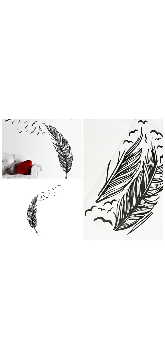 Sticker Pană neagră, Folina, model grafic - 100 cm înălţime