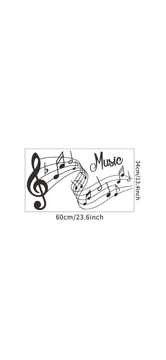 Sticker perete Portativ cu note muzicale, Folina, autoadeziv, negru