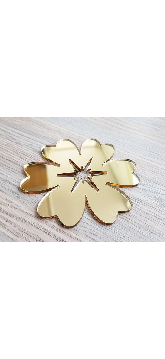 Decoraţiune oglindă Vază cu flori, Folina, culoare bronz şi auriu, 100 cm înălţime
