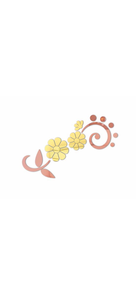 Decoraţiune perete Daisy, Folina, din oglindă acrilică aurie şi bronz, 100x70 cm