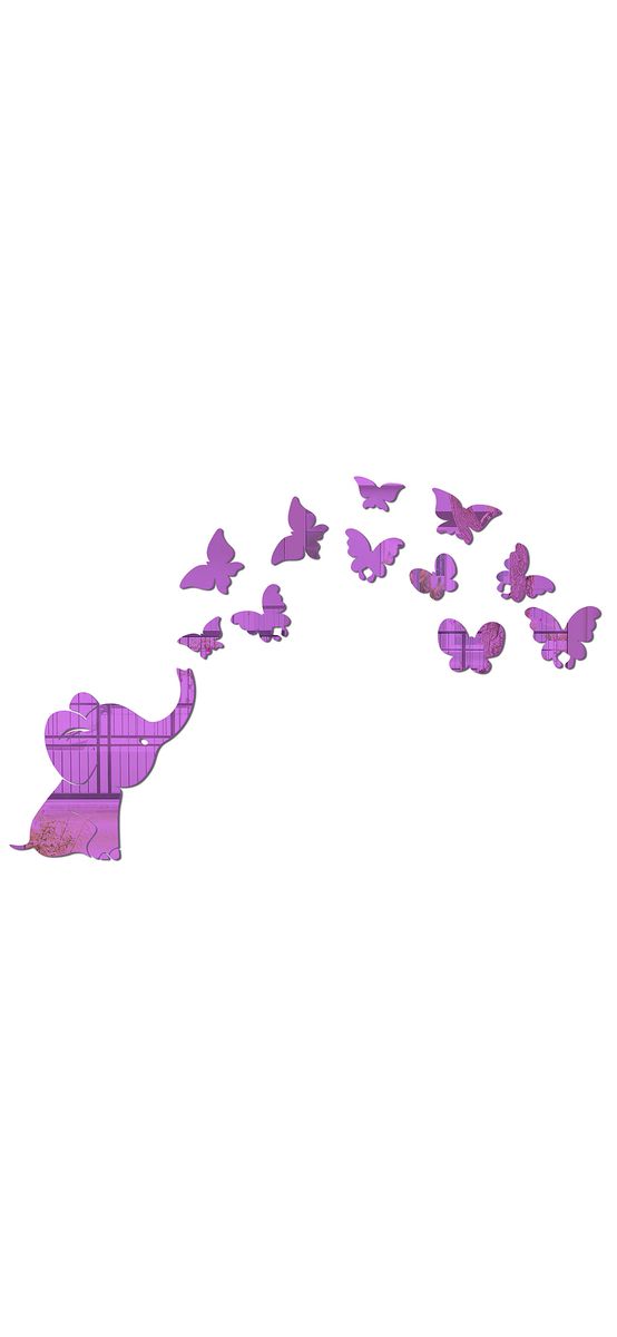 Sticker oglindă mov Micul elefant, Folina, decoraţiune cameră fetiţă, set 12 stickere