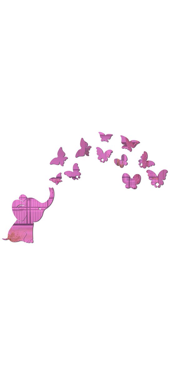 Sticker oglindă roz Micul elefant, Folina, decoraţiune cameră fetiţă, set 12 stickere