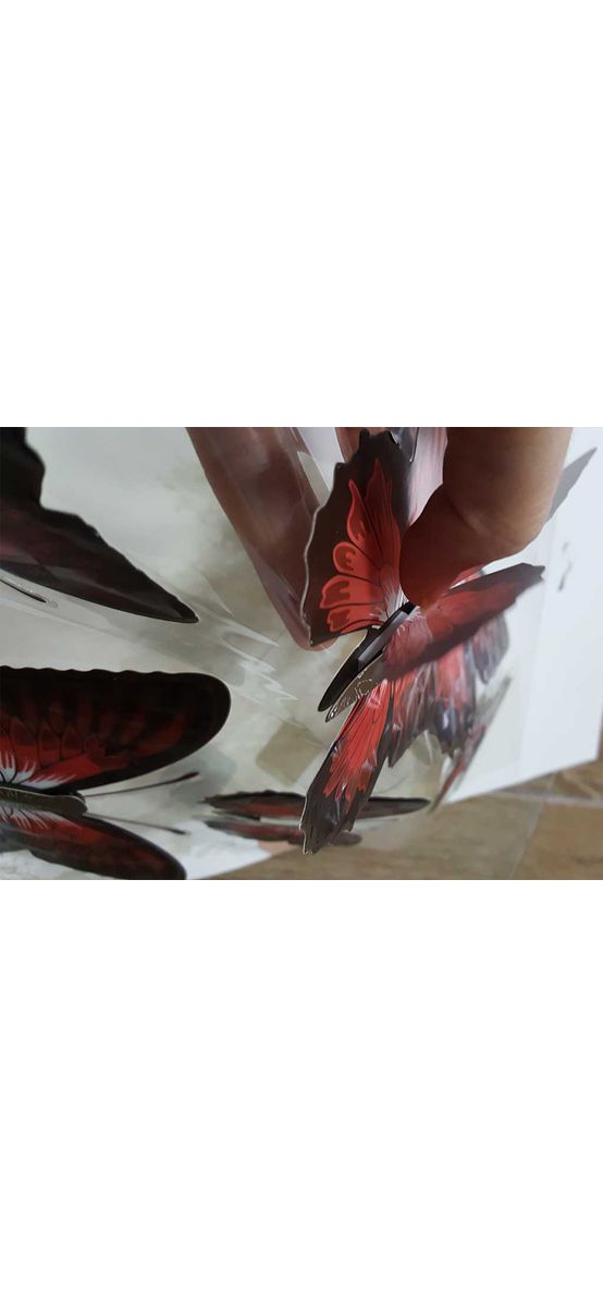 Sticker 3D Fluturi Papillon, Folina, vișiniu, set 6 bucăți